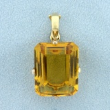 20ct Citrine Pendant In 14k Yellow Gold