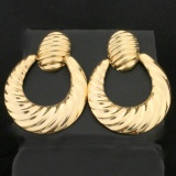 Large Door Knocker Dangle Earrings In 14k Yellow Gold