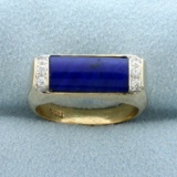 Lapis Lazuli And Diamond Ring In 14k Yellow Gold