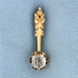 Antique 3/4ct Quartz Pin In 14k Yellow Gold