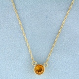 2/3ct Citrine Necklace In 14k Yellow Gold