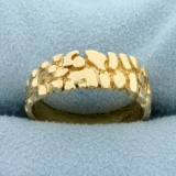 Nugget Style Gold Band Ring In 14k Yellow Gold