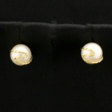 Unique Akoya Pearl Earrings In 14k Yellow Gold