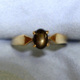 1ct Black Star Sapphire Solitaire Ring In 10k Yellow Gold