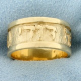 Hebrew Wedding Band Ring In 14k Yellow Gold