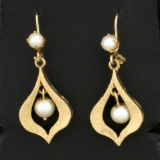Cultured Pearl Dangle Earrings In 14k Yellow Gold