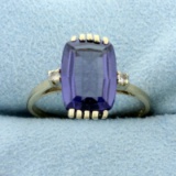 5ct Purple Sapphire And Diamond Ring In 10k Yellow Gold