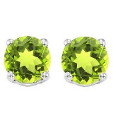 6mm Peridot Stud Earrings In Sterling Silver