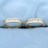 Two Diamond Stacking Band Rings In 14k Yellow Gold