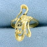 Unique Diamond Cut Abstract Design Ring In 14k Yellow Gold