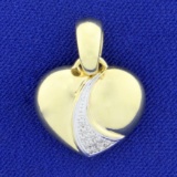 Diamond Heart Pendant In 14k Yellow And White Gold