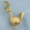 Folk Art Bird Pendant With Emeralds In 18k Yellow Gold