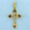 Antique Ruby And Seed Pearl Cross Pendant In 18k Yellow Gold