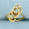 Antique Interlocking Three Circle Diamond Ring In 14k Yellow Gold