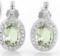 Green Amethyst And Diamond Earrings In Sterling Silver