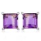 6mm Square Step Cut Natural Amethyst Stud Earrings In Sterling Silver