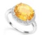 Huge 4.2ct Citrine & Diamond Statement Ring In Sterling Silver