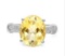 Huge 4.3ct Citrine & Diamond Statement Ring In Sterling Silver