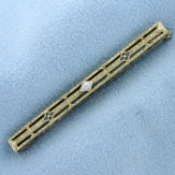 Antique Diamond Bar Pin In 14k Yellow Gold