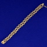 Triple Ring Ball Bead Charm Bracelet In 14k Yellow Gold