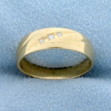 3-stone Diamond Wedding Or Anniversary Band Ring In 14k Yellow Gold