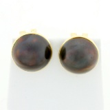 17mm Tahitian Pearl Earrings In 14k Yellow Gold