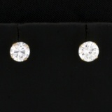 1.5ct Tw Cz Stud Earrings In 14k Yellow Gold