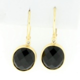 Onyx And Diamond Dangle Earrings In 14k Yellow Gold