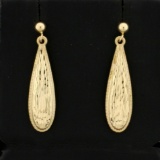 Diamond Cut Dangle Earrings In 14k Yellow Gold