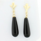 Onyx Dangle Earrings In 14k Yellow Gold