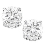 8mm Large White Topaz Stud Earrings In Sterling Silver