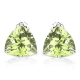 6mm Trillion Cut Peridot Stud Earrings In Sterling Silver