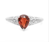 1.2ct Pear Cut Garnet Ring In Sterling Silver