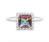 1.5ct Mystic Topaz Halo Ring In Sterling Silver