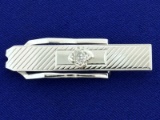 1/2ct Mine Cut Diamond Tie Clip In 10k White Gold