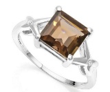 2.3ct Smoky Topaz & Diamond Ring In Sterling Silver