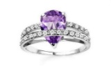 1.7ct Amethyst & Diamond Ring In Sterling Silver