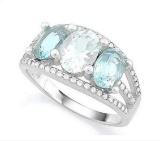 Aquamarine & Sky Blue Topaz Ring In Sterling Silver