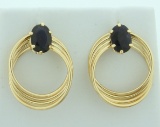 2ct Tw Sapphire Gold Earrings In 14k Yellow Gold