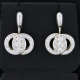 1ct Tw Diamond Marriage Symbol Dangle Earrings In 14k White Gold