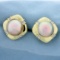 Oversized Mabe Pearl And Diamond Earrings In 14k Yellow Gold