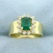 1 1/2ct Tw Emerald And Diamond Ring In 18k Yellow Gold