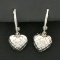 Heart Dangle Earrings In 14k White Gold