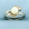 Cultured Pearl Solitaire Ring In 10k White Gold