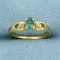 Green Topaz And Diamond Ring In 14k Yellow Gold