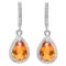 Large Checkerboard Cut Azotic Topaz And Diamond Halo Style Dangle Earrings In Sterling Silver