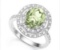 Huge Double Halo Green Amethyst And White Sapphire Statement Ring In Sterling Silver