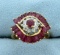 Vintage Natural Ruby And Diamond Ring In 14k Yellow Gold