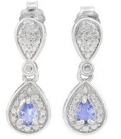 Pear Cut Tanzanite Dangle Earrings In Sterling Silver