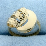 Diamond Cut Modern Abstract Design Ring In 10k Yellow Gold